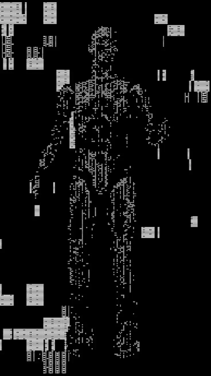 Photo en ascii d'une silhouette humaine
