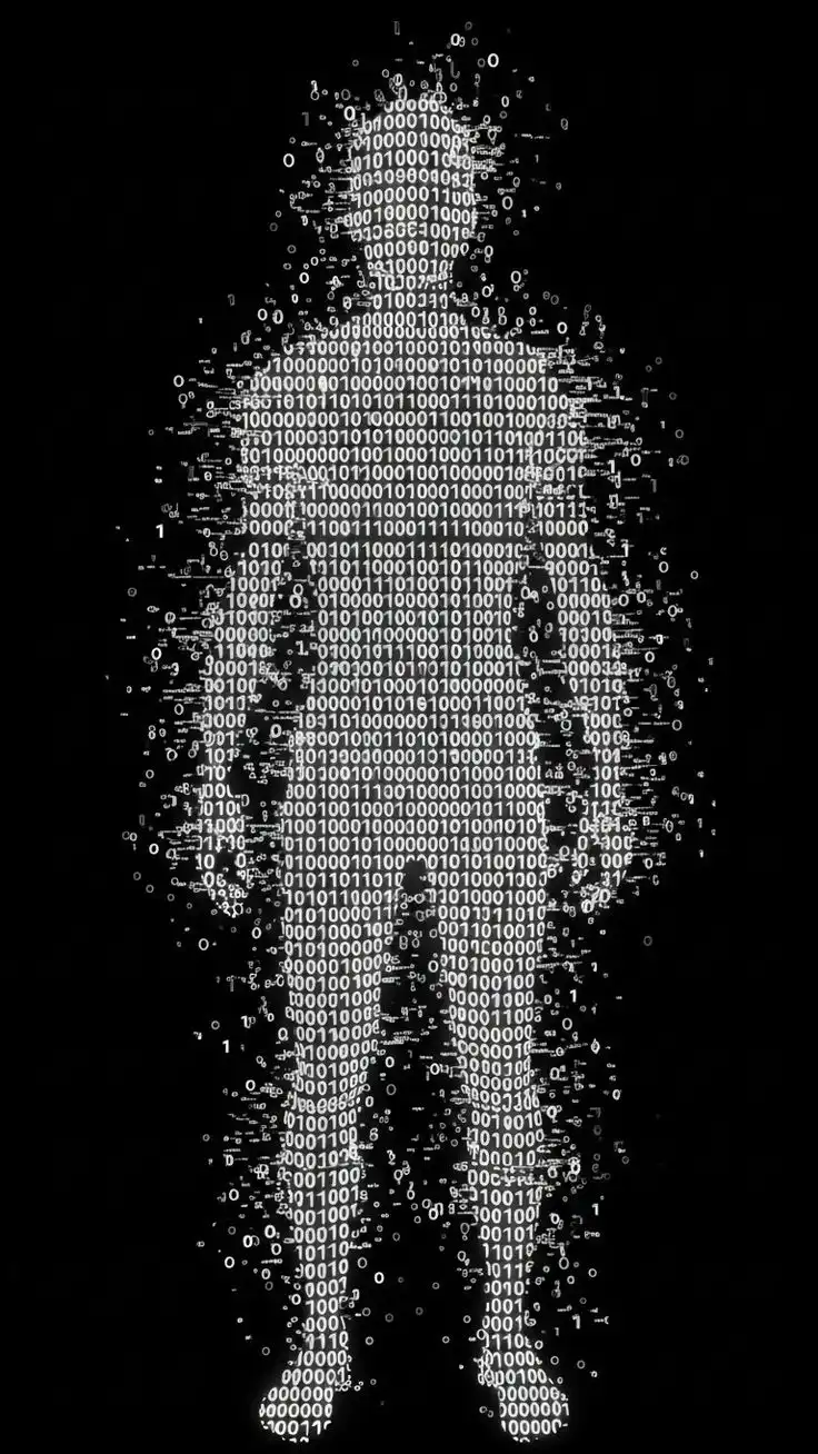 Photo en ascii d'une silhouette humaine