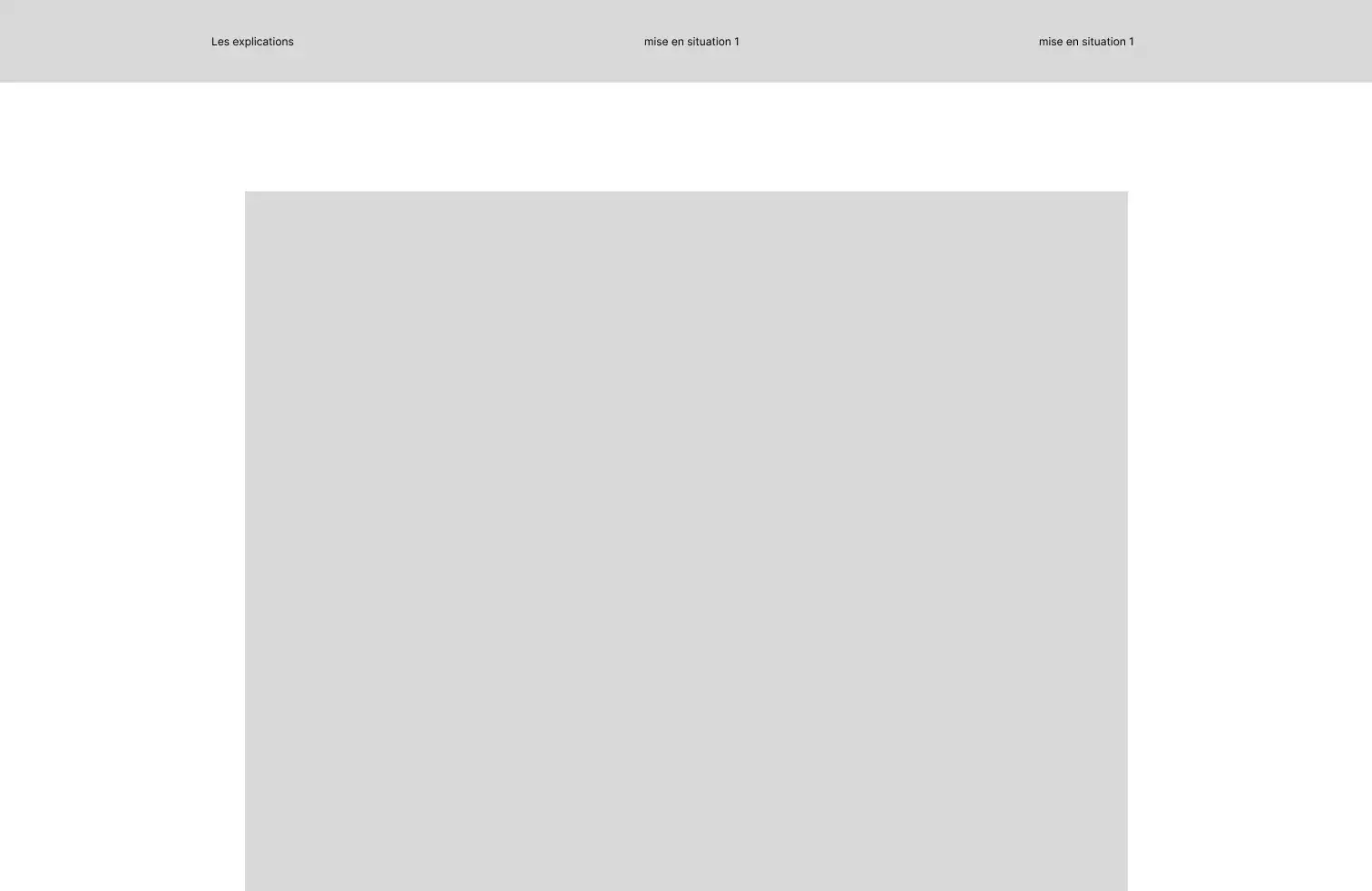 Version 1 de la page d'index. Prototype en blanc et gris