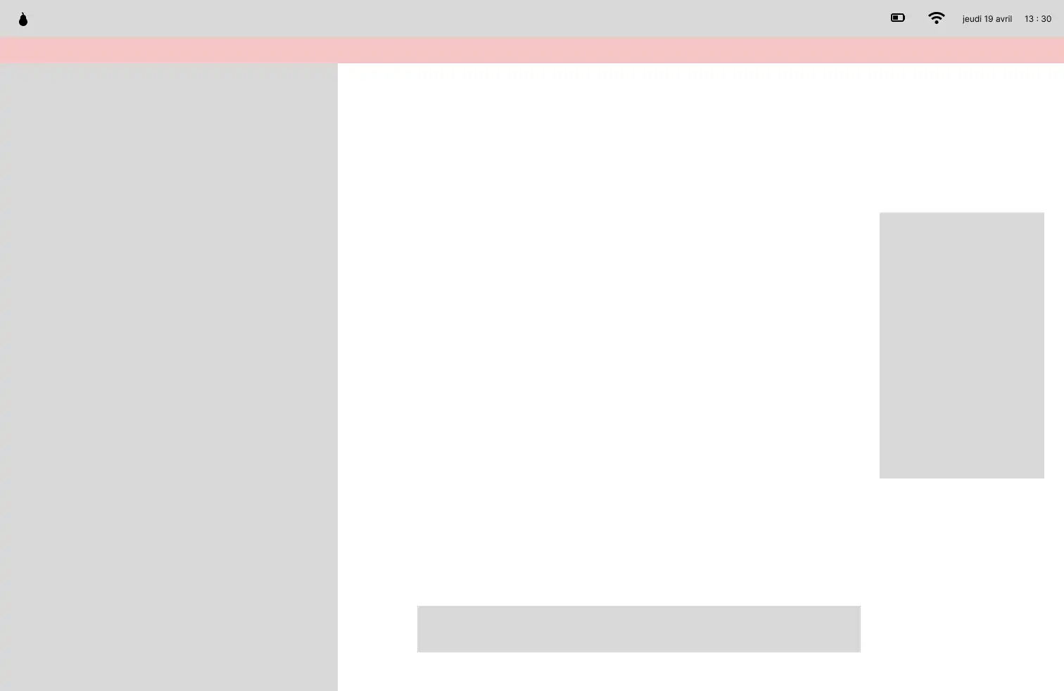 Version 1 de la page de messagerie. Prototype en blanc et gris
