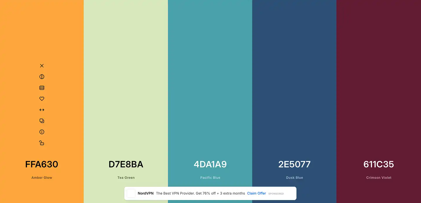 Palette de couleurs utilisées pour la page de journal