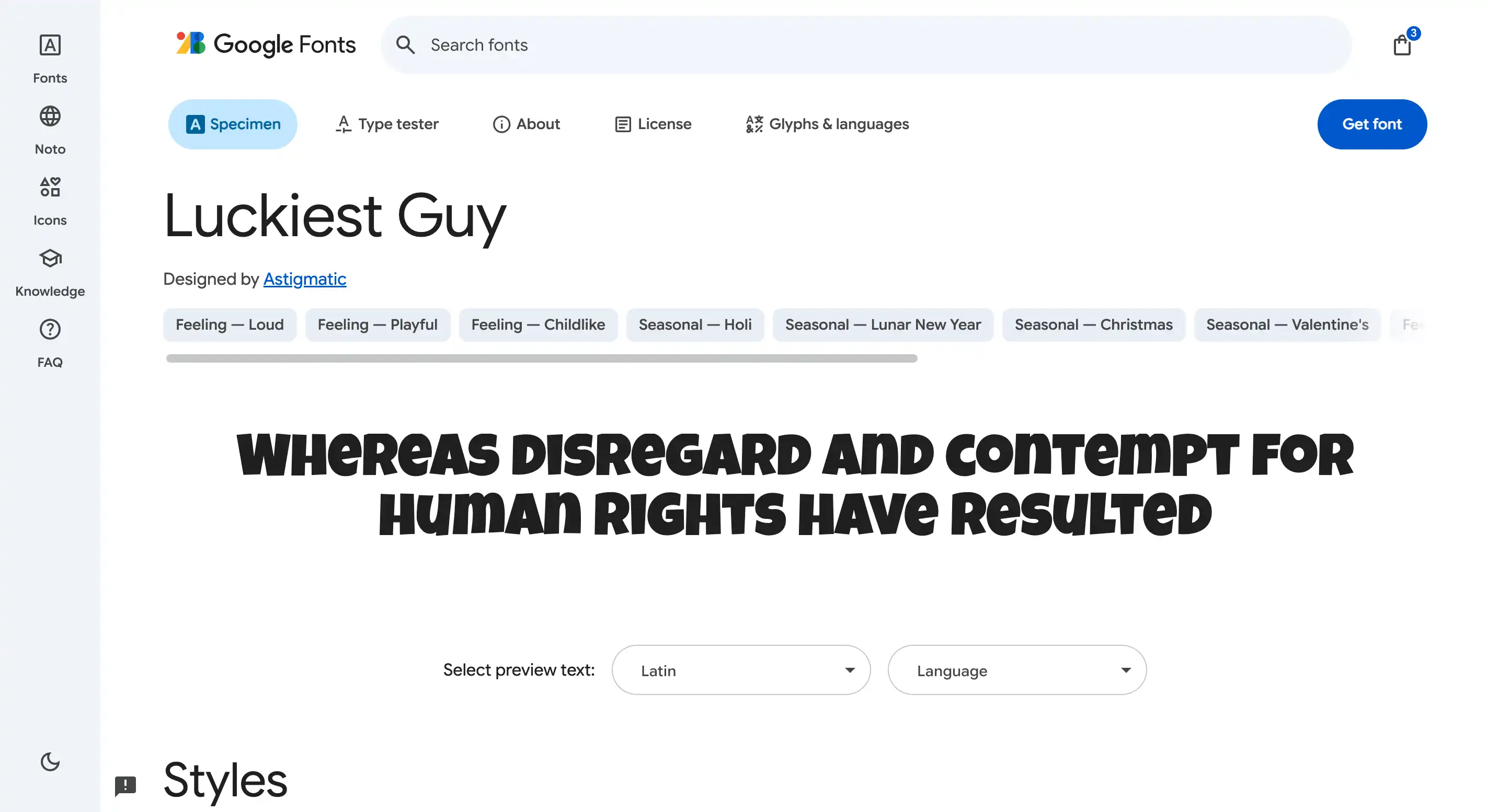 font choisie pour les titres de ce projet.