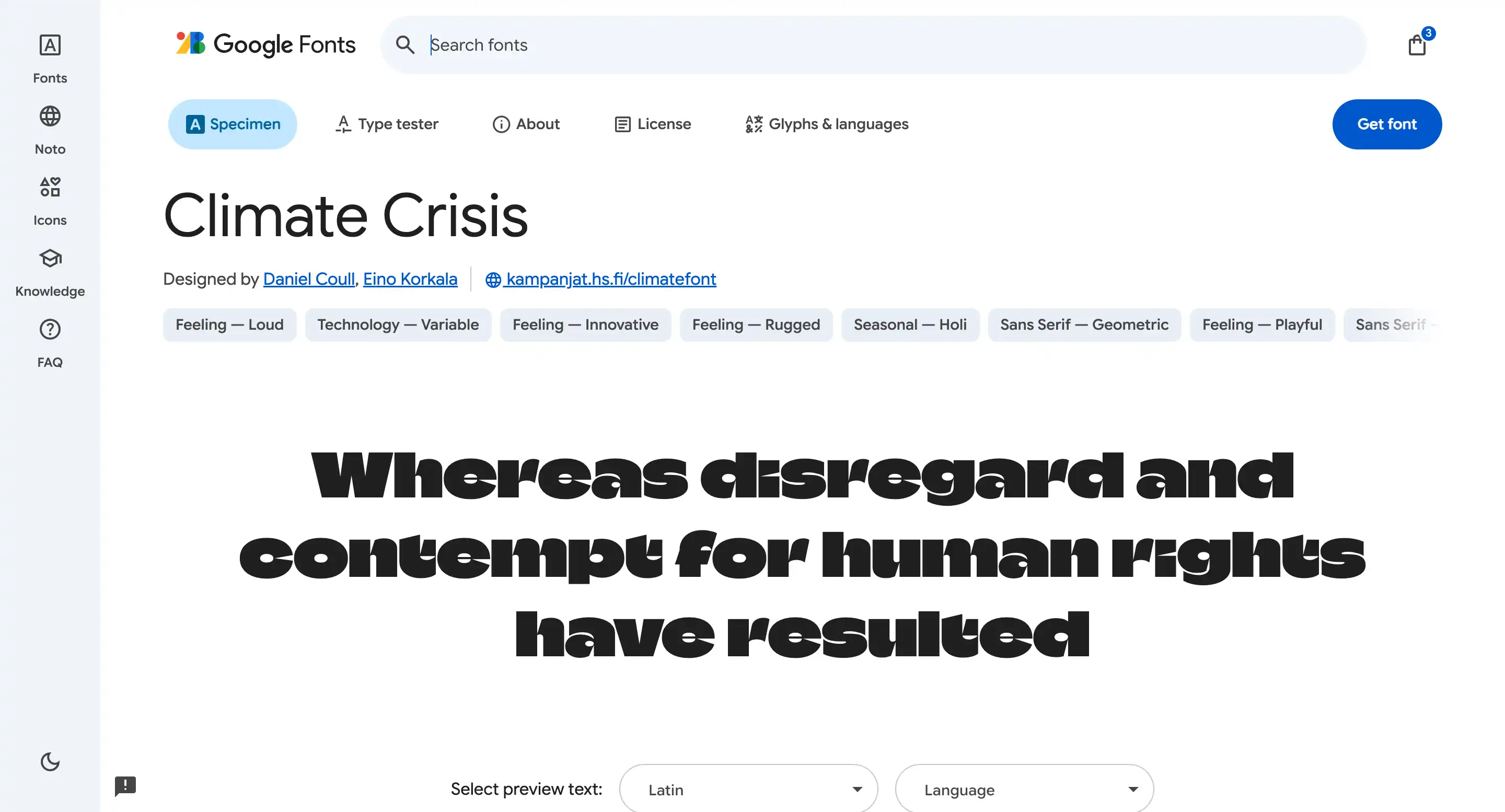 Font utilisée pour les titres de ce projet